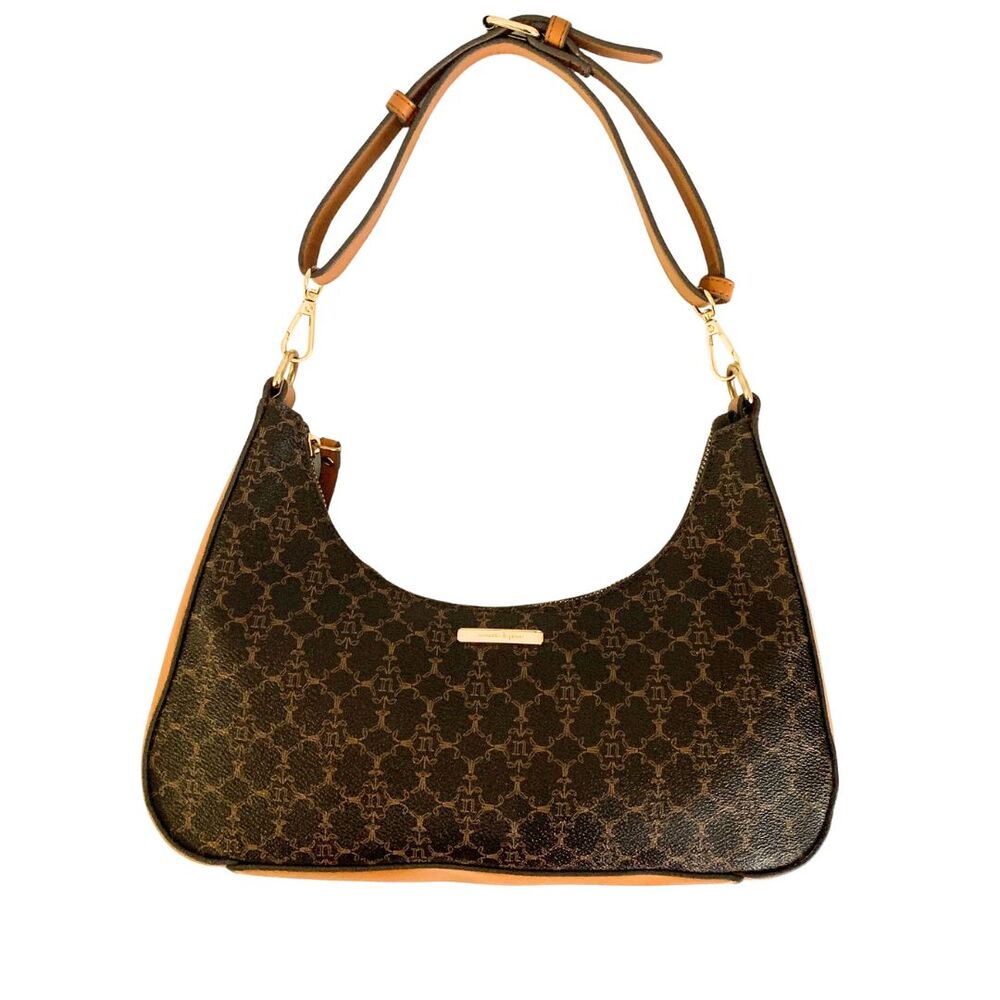 Nanette Lepore Brown and Tan Monogram Hobo Shoulder Bag Small - Picture 12 of 12